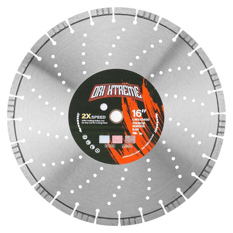 ORIXTREME 16 Inch Laser Welded Diamond Concrete Saw Blade, Combined Segmented General Purpose Blade Dry/Wet Cutting Concrete, Reinforced Concrete, Masonry, Brick, Block,1"-20mm Arbor - Image 1